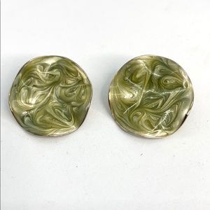 Vintage green enamel post earrings